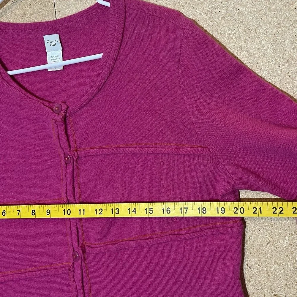 Garnet Hill Women’s Sweater Cardigan Size Large Pink Wool/ Angora Blend Buttons